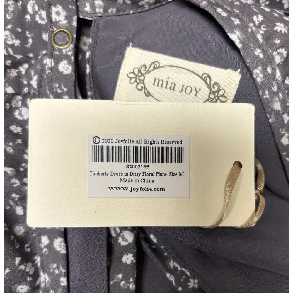 Mia Joy Womens Medium Floral Dress Gray Long Sleeve Empire Slit Sleeve Scoop New - Picture 8 of 10
